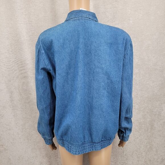 Teddi Vintage Blue Denim Chambray Jean Jacket White Floral Embroidery Western - Picture 6 of 15